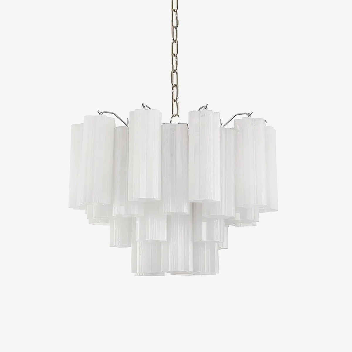 Aveline Modern Glass Chandelier with Nickel Frame