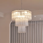Aveline Modern Glass Chandelier with Nickel Frame