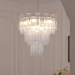 Aveline Modern Glass Chandelier with Nickel Frame