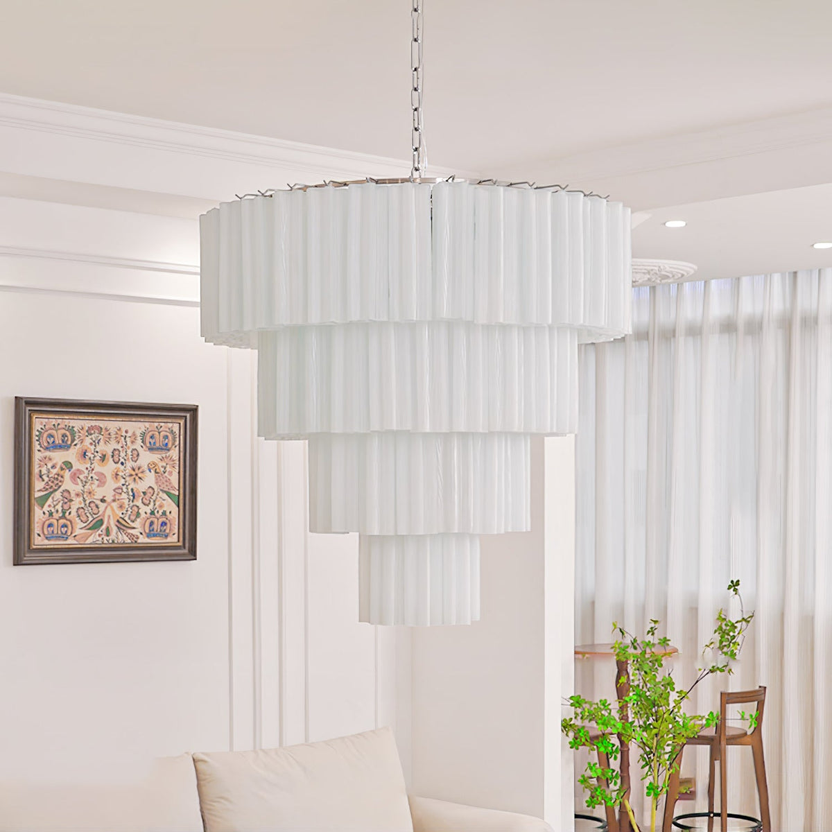 Aveline Modern Glass Chandelier with Nickel Frame