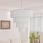 Aveline Modern Glass Chandelier with Nickel Frame
