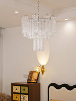 Aveline Modern Glass Chandelier with Nickel Frame