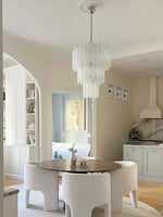 Aveline Modern Glass Chandelier with Nickel Frame