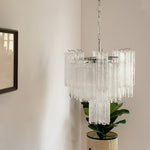 Aveline Modern Glass Chandelier with Nickel Frame