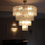 Aveline Modern Glass Chandelier with Nickel Frame