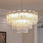 Aveline Modern Glass Chandelier with Nickel Frame