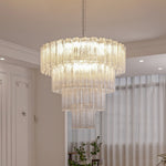 Aveline Modern Glass Chandelier with Nickel Frame