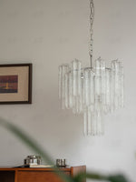 Aveline Modern Glass Chandelier with Nickel Frame
