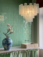 Aveline Modern Glass Chandelier with Nickel Frame
