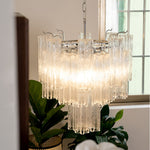 Aveline Modern Glass Chandelier with Nickel Frame