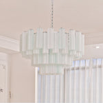 Aveline Modern Glass Chandelier with Nickel Frame