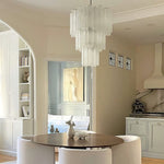 Aveline Modern Glass Chandelier with Nickel Frame