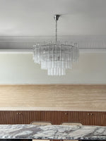 Aveline Modern Glass Chandelier with Nickel Frame