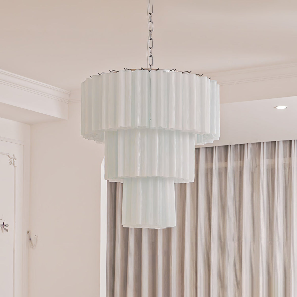 Aveline Modern Glass Chandelier with Nickel Frame