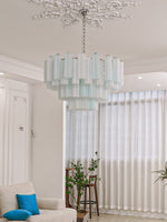 Aveline Modern Glass Chandelier with Nickel Frame