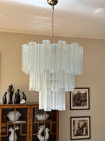Aveline Modern Glass Chandelier with Nickel Frame