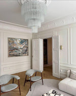 Aveline Modern Glass Chandelier with Nickel Frame