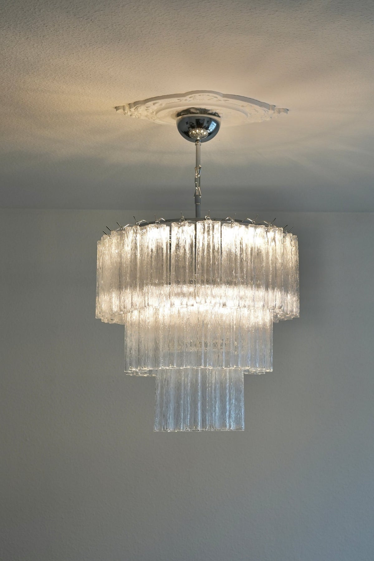 Aveline Modern Glass Chandelier with Nickel Frame