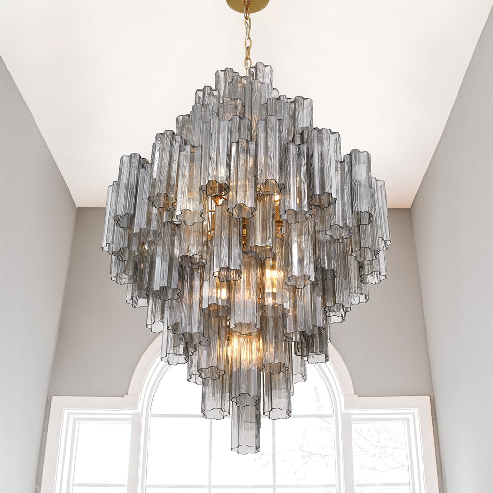 Eloria Glass Diamond Chandelier – Modern Murano Glass Pendant Light