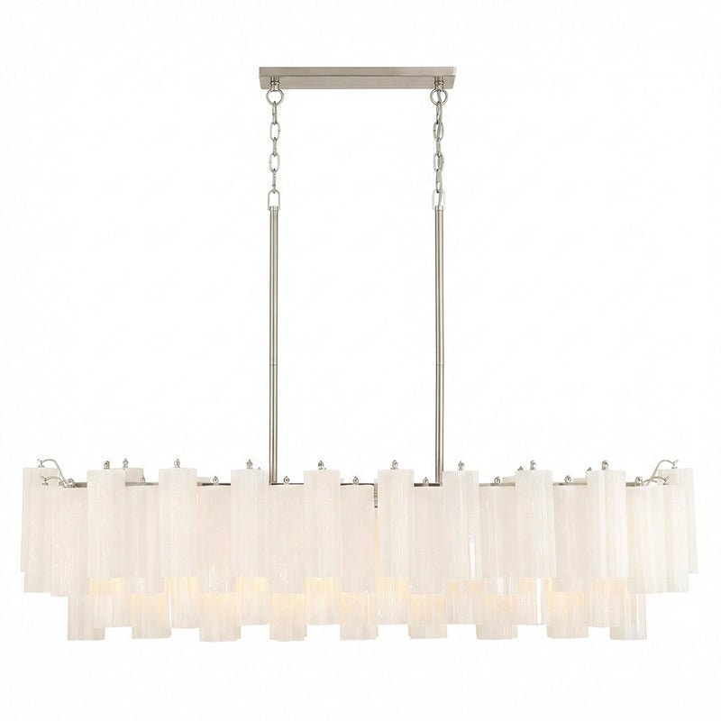 Eloria Glass Linear Chandelier – Modern Fluted Glass Pendant Light