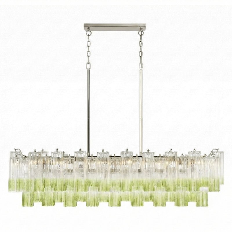 Eloria Glass Linear Chandelier – Modern Fluted Glass Pendant Light