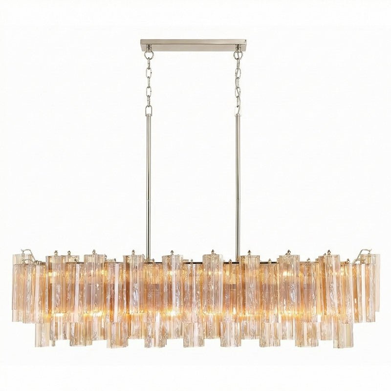 Eloria Glass Linear Chandelier – Modern Fluted Glass Pendant Light