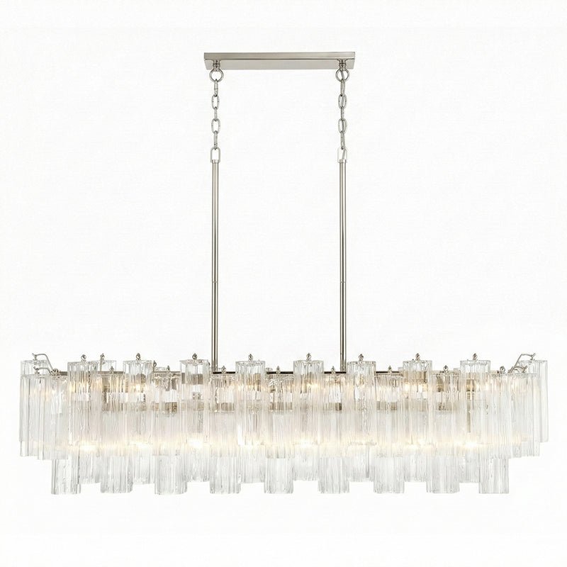 Eloria Glass Linear Chandelier – Modern Fluted Glass Pendant Light