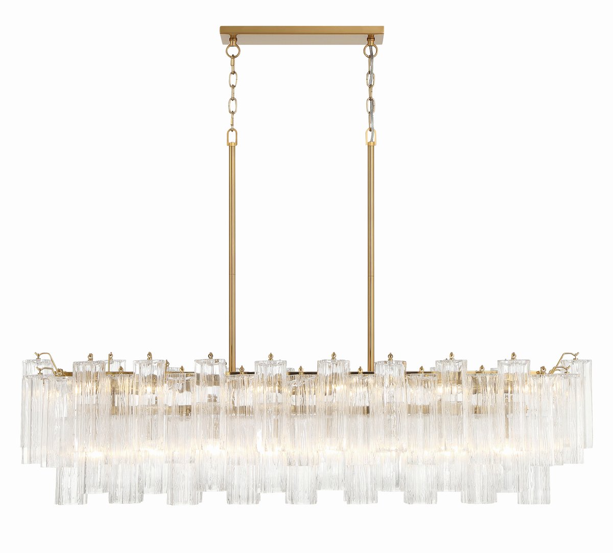 Eloria Glass Linear Chandelier – Modern Fluted Glass Pendant Light