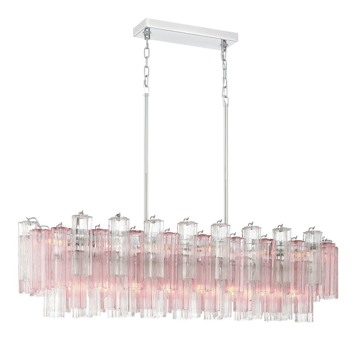 Eloria Glass Linear Chandelier – Modern Fluted Glass Pendant Light