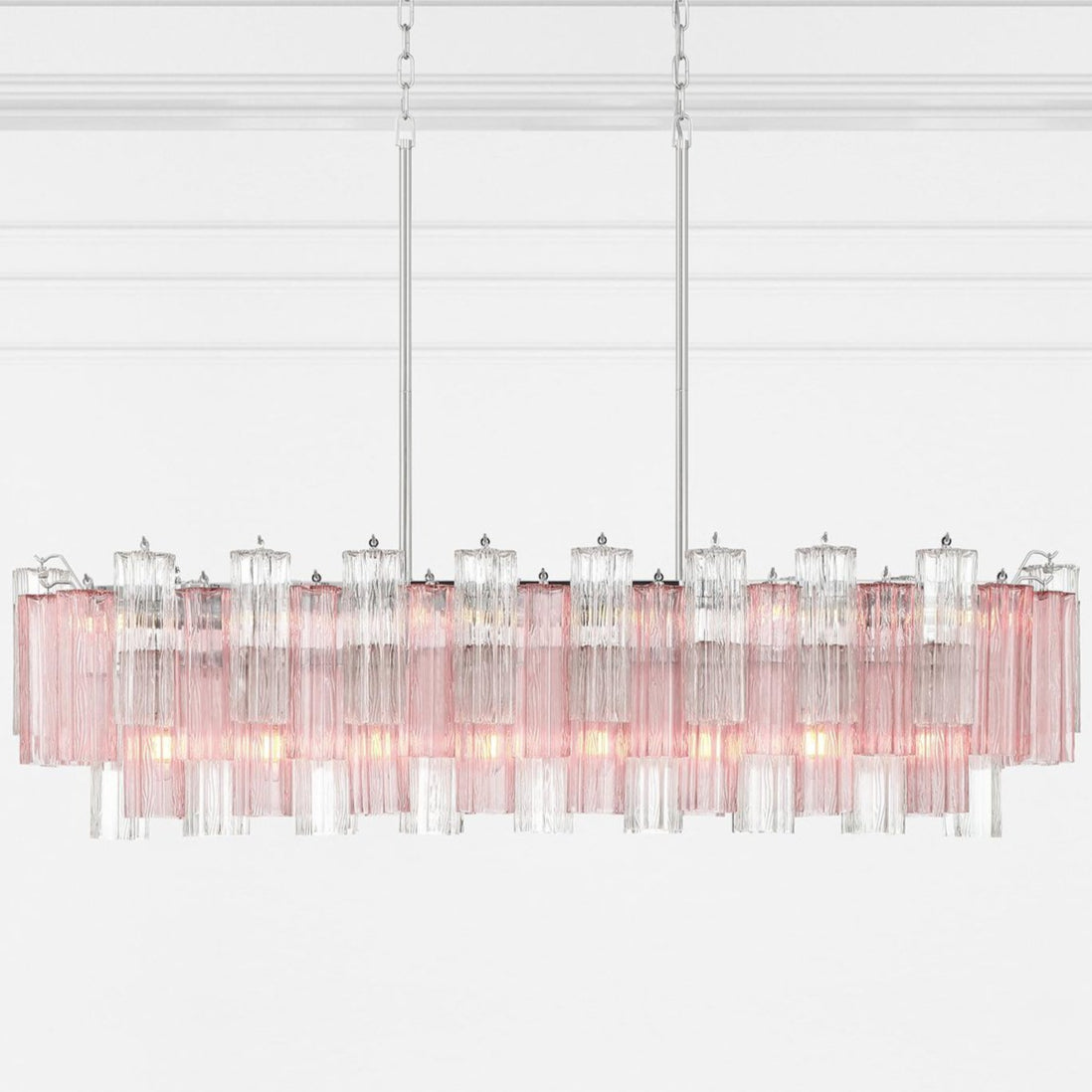 Eloria Glass Linear Chandelier – Modern Fluted Glass Pendant Light