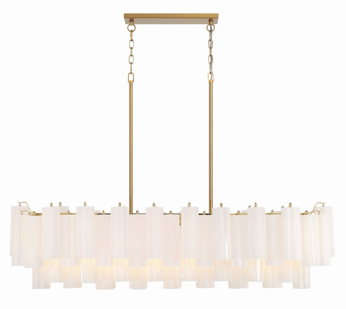 Eloria Glass Linear Chandelier – Modern Fluted Glass Pendant Light