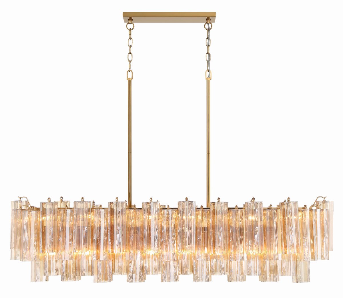 Eloria Glass Linear Chandelier – Modern Fluted Glass Pendant Light
