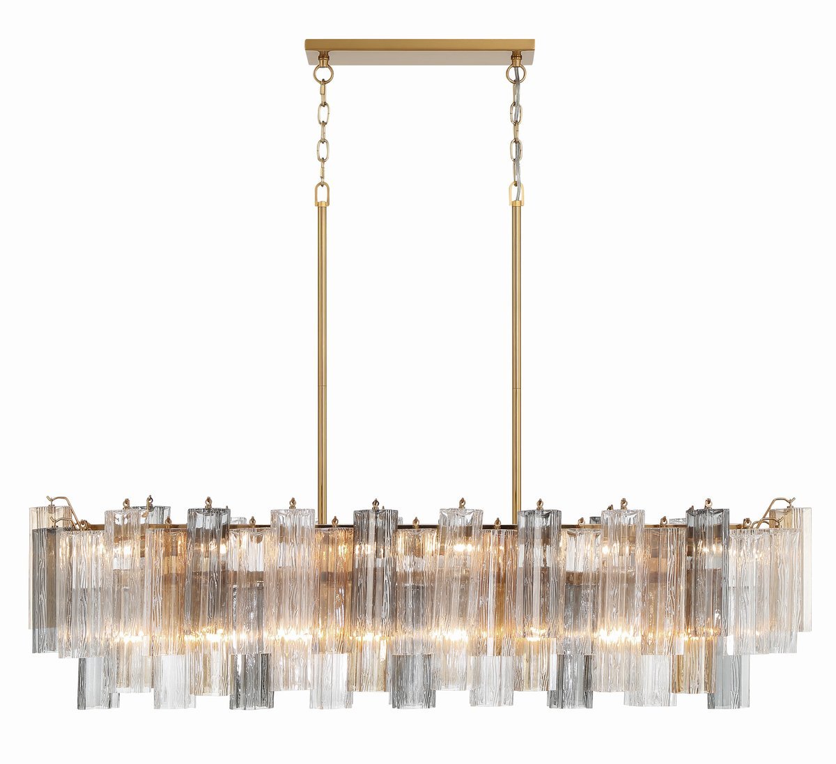 Eloria Glass Linear Chandelier – Modern Fluted Glass Pendant Light