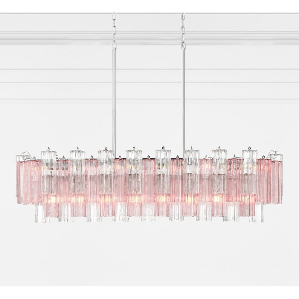 Eloria Glass Linear Chandelier – Modern Fluted Glass Pendant Light