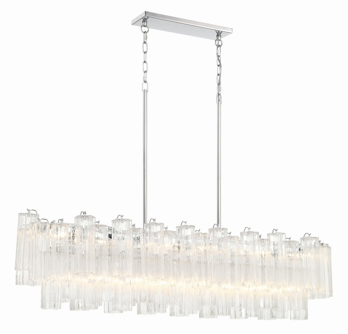Eloria Glass Linear Chandelier – Modern Fluted Glass Pendant Light