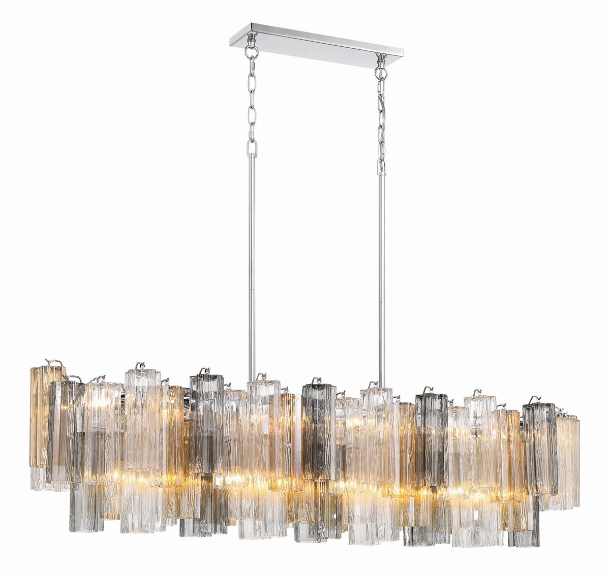 Eloria Glass Linear Chandelier – Modern Fluted Glass Pendant Light