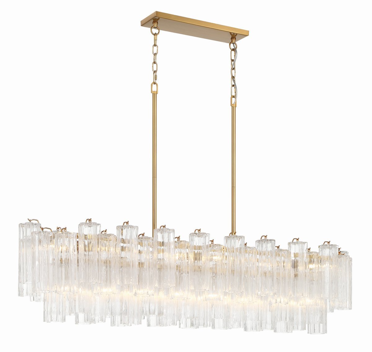 Eloria Glass Linear Chandelier – Modern Fluted Glass Pendant Light