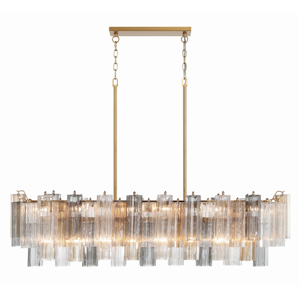 Eloria Glass Linear Chandelier – Modern Fluted Glass Pendant Light