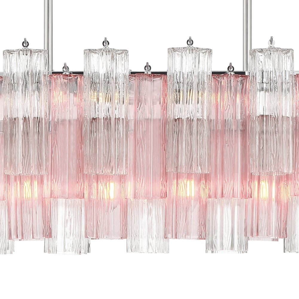 Eloria Glass Linear Chandelier – Modern Fluted Glass Pendant Light