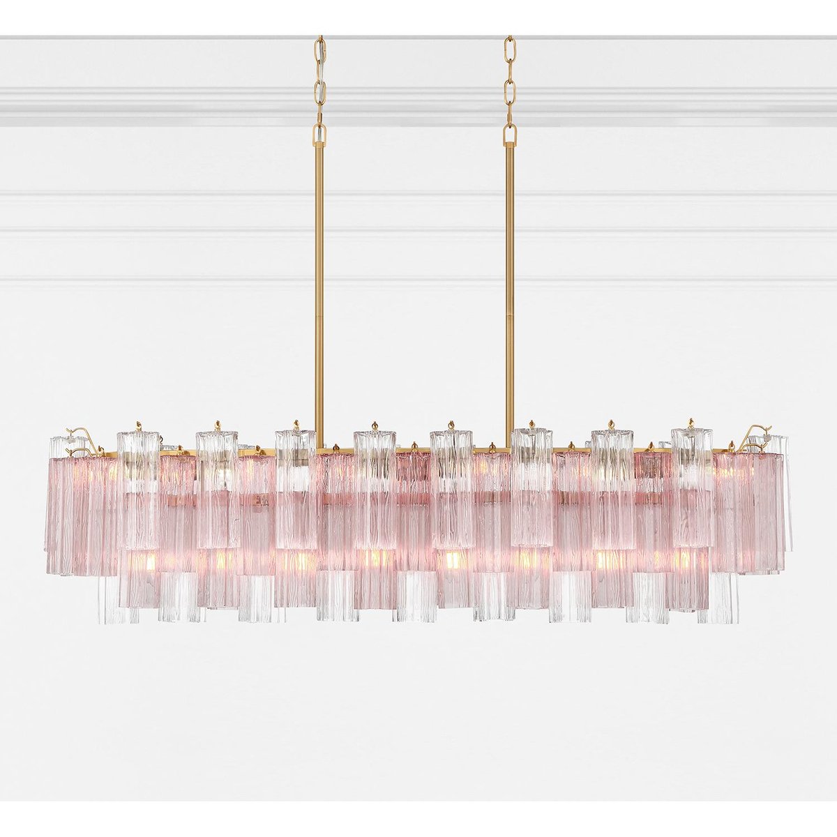 Eloria Glass Linear Chandelier – Modern Fluted Glass Pendant Light