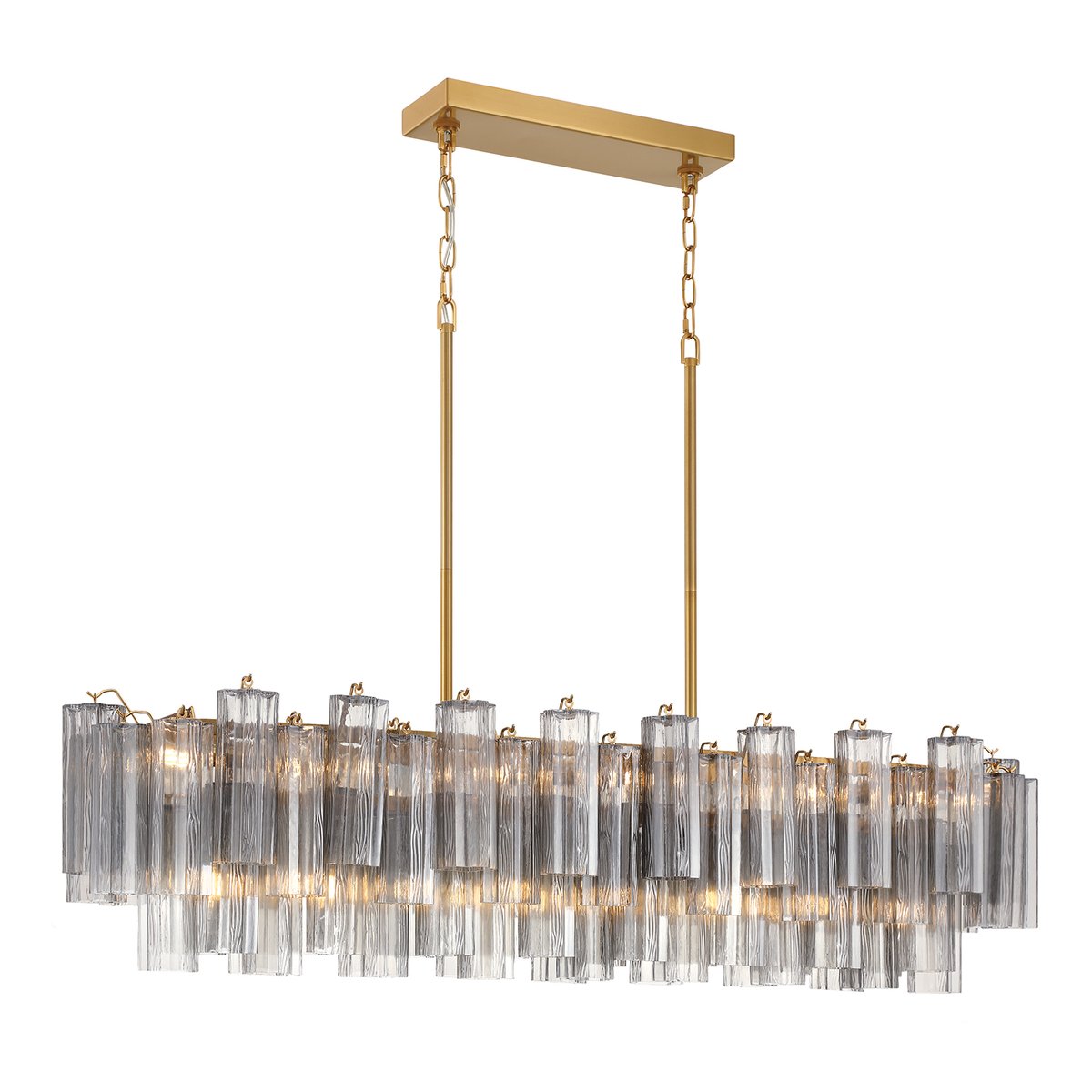 Eloria Glass Linear Chandelier – Modern Fluted Glass Pendant Light