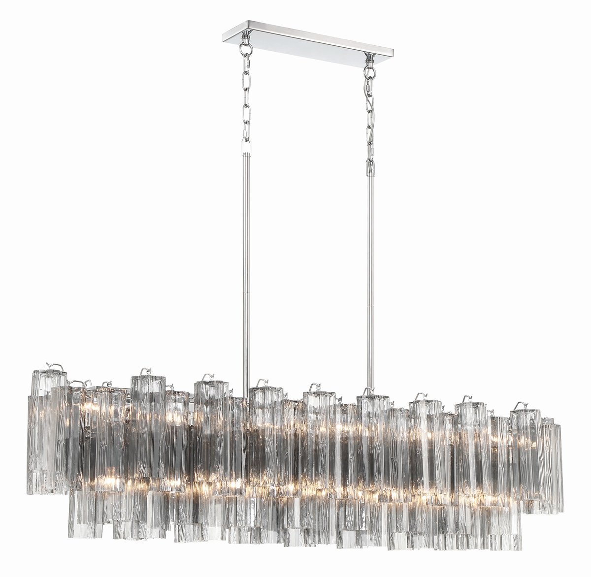 Eloria Glass Linear Chandelier – Modern Fluted Glass Pendant Light