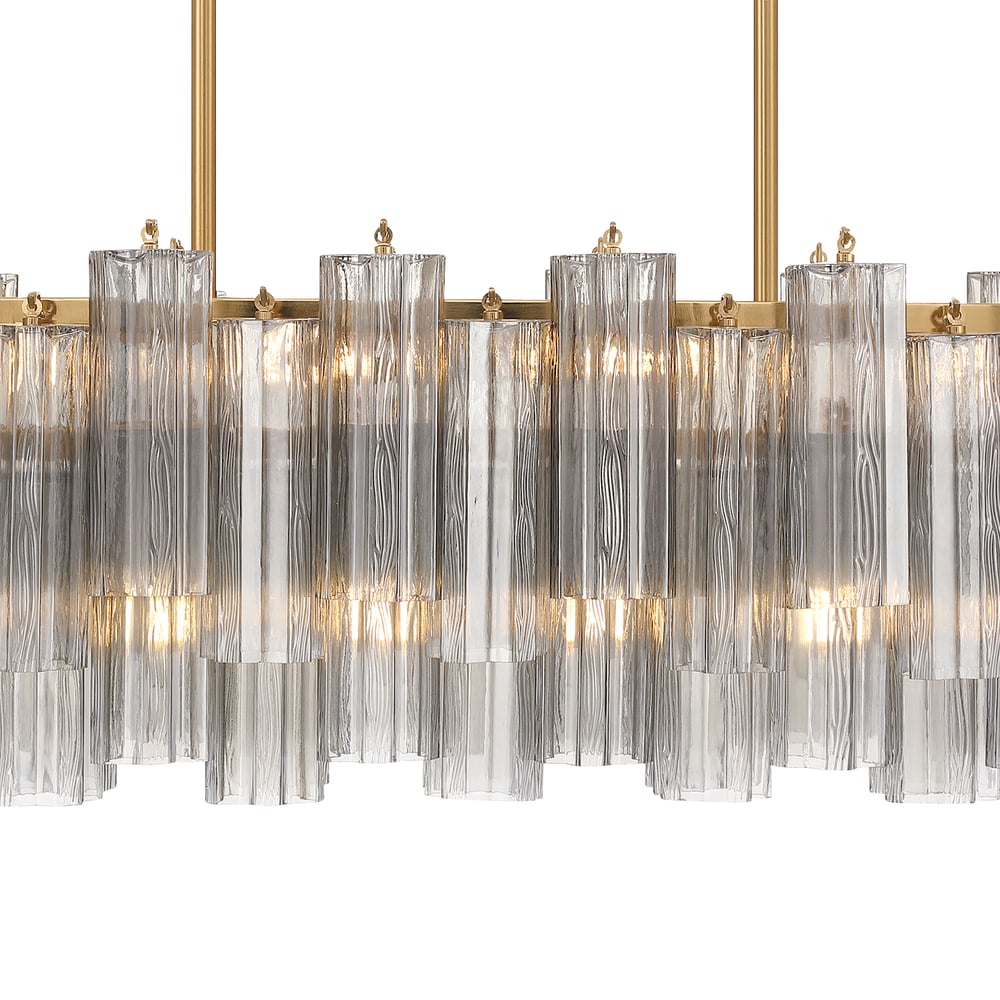 Eloria Glass Linear Chandelier – Modern Fluted Glass Pendant Light