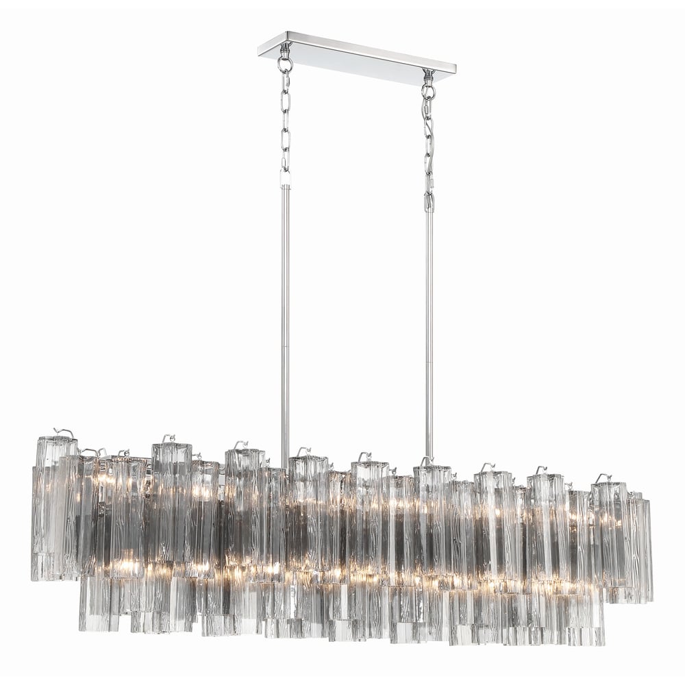 Eloria Glass Linear Chandelier – Modern Fluted Glass Pendant Light