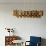 Eloria Glass Linear Chandelier – Modern Fluted Glass Pendant Light