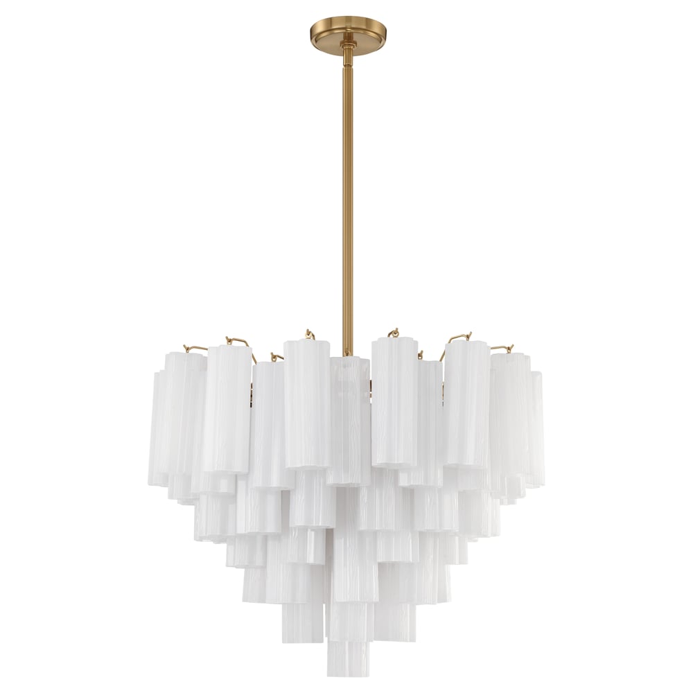 Eloria Glass Chandelier – Modern Fluted Glass Pendant Light, Gold Finish