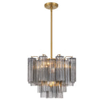 Eloria Glass Chandelier – Modern Fluted Glass Pendant Light, Gold Finish