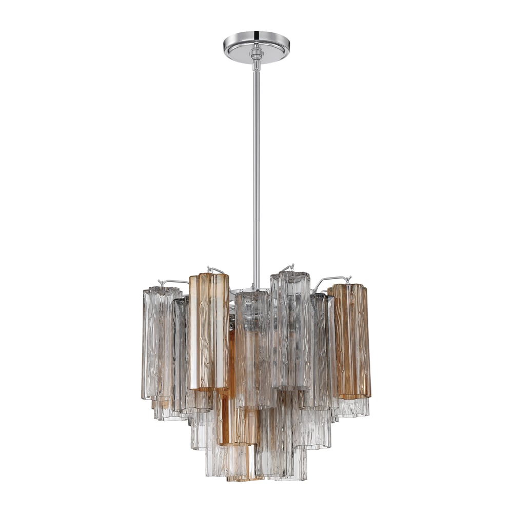 Eloria Glass Chandelier – Modern Fluted Glass Pendant Light, Gold Finish