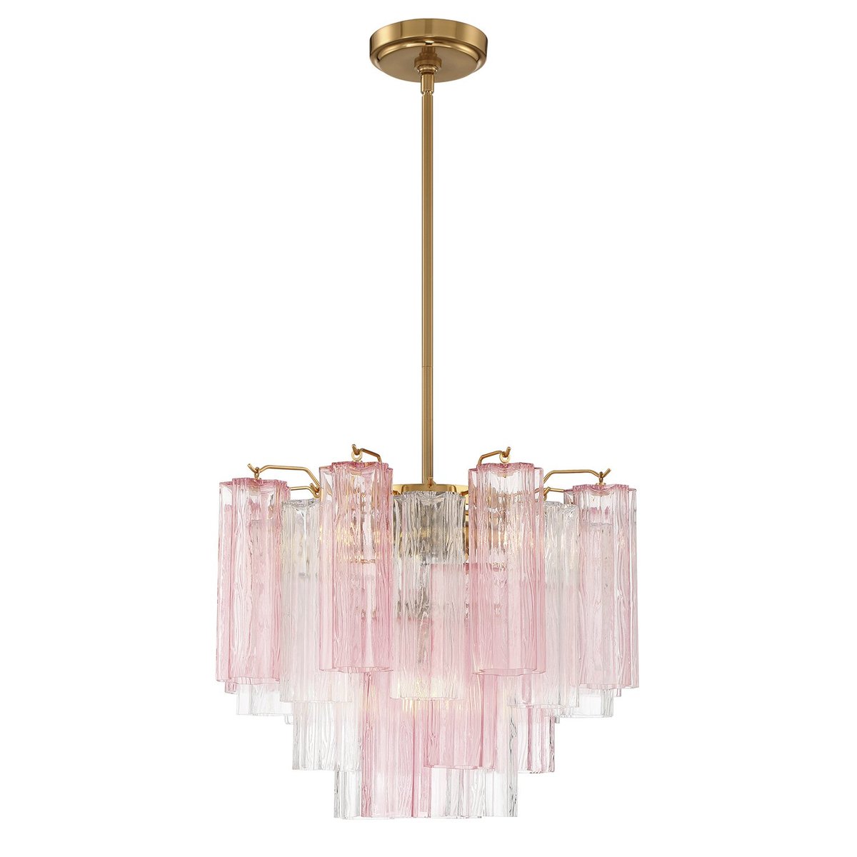 Eloria Glass Chandelier – Modern Fluted Glass Pendant Light, Gold Finish
