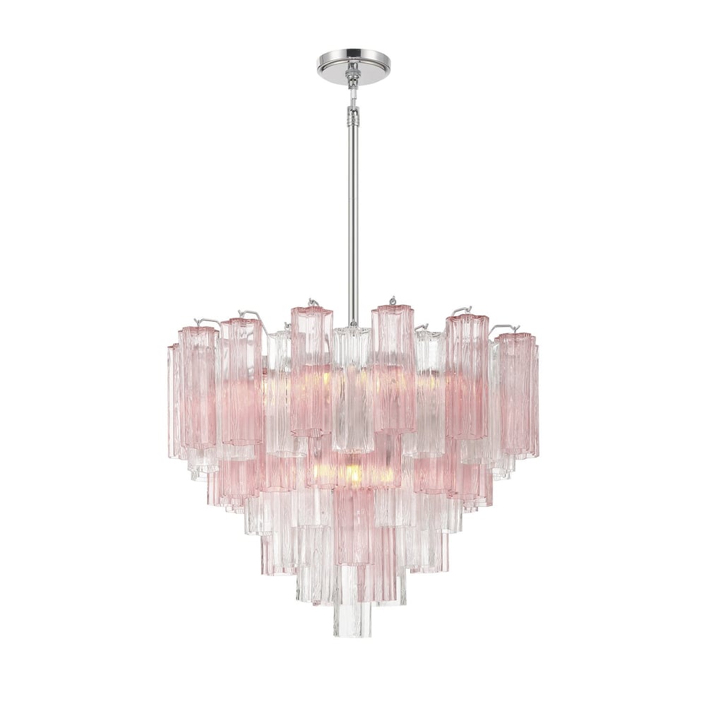 Eloria Glass Chandelier – Modern Fluted Glass Pendant Light, Gold Finish